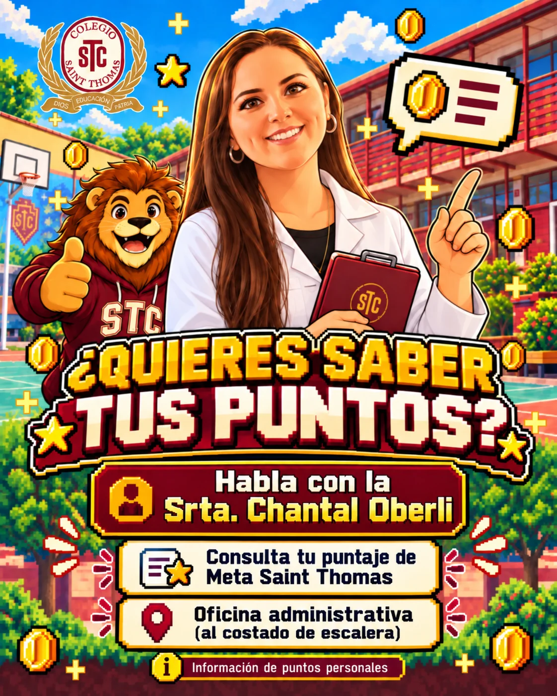 Afiche que invita a consultar los puntos con la Srta. Chantal Oberli
