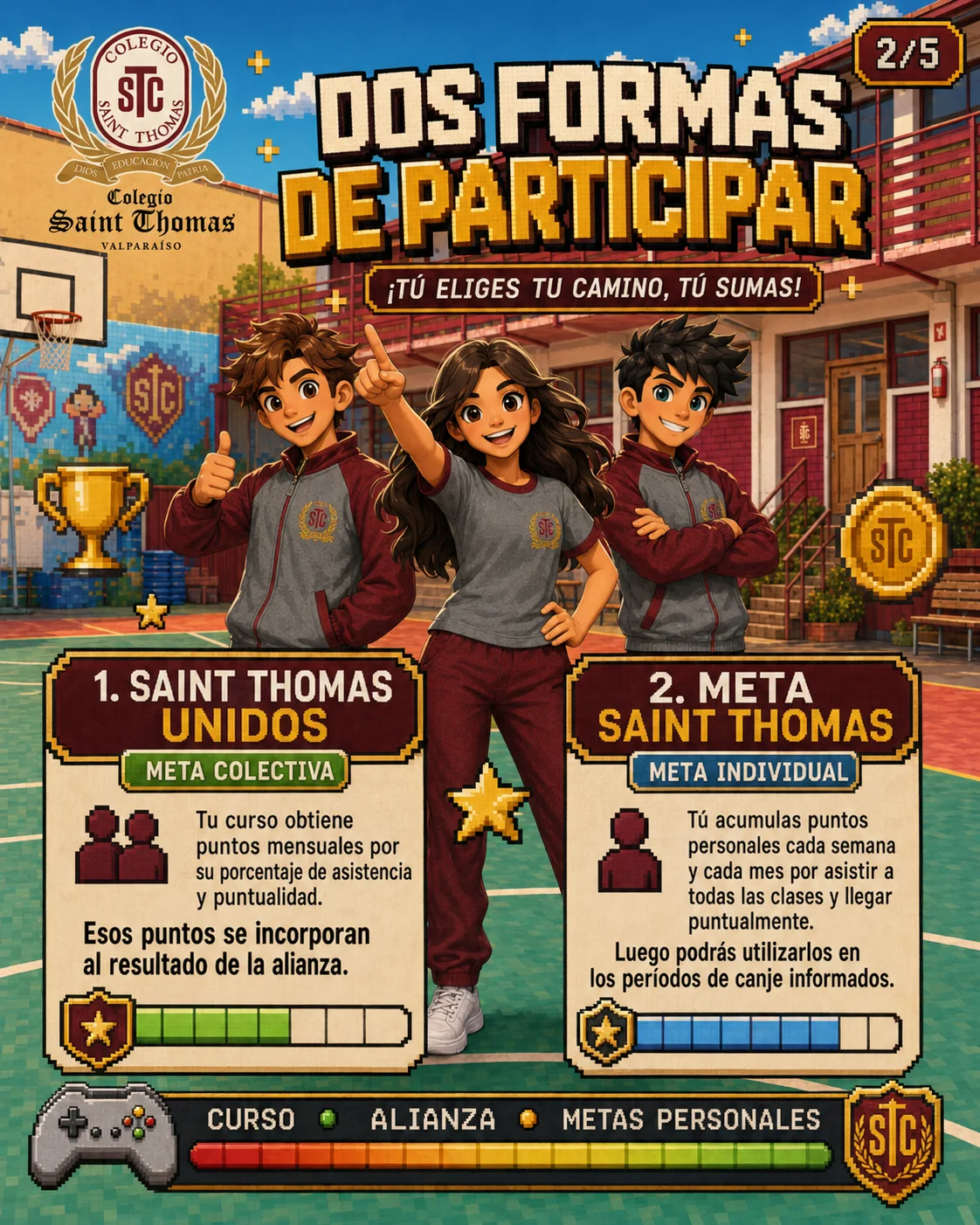 Afiche de las dos modalidades de participación: meta colectiva y meta individual