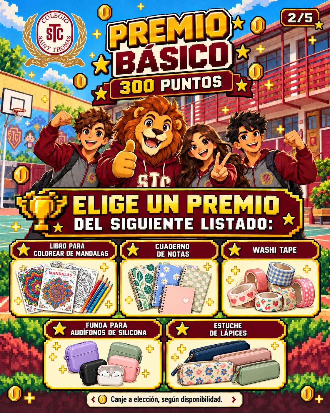 Catálogo de premios básicos de 300 puntos