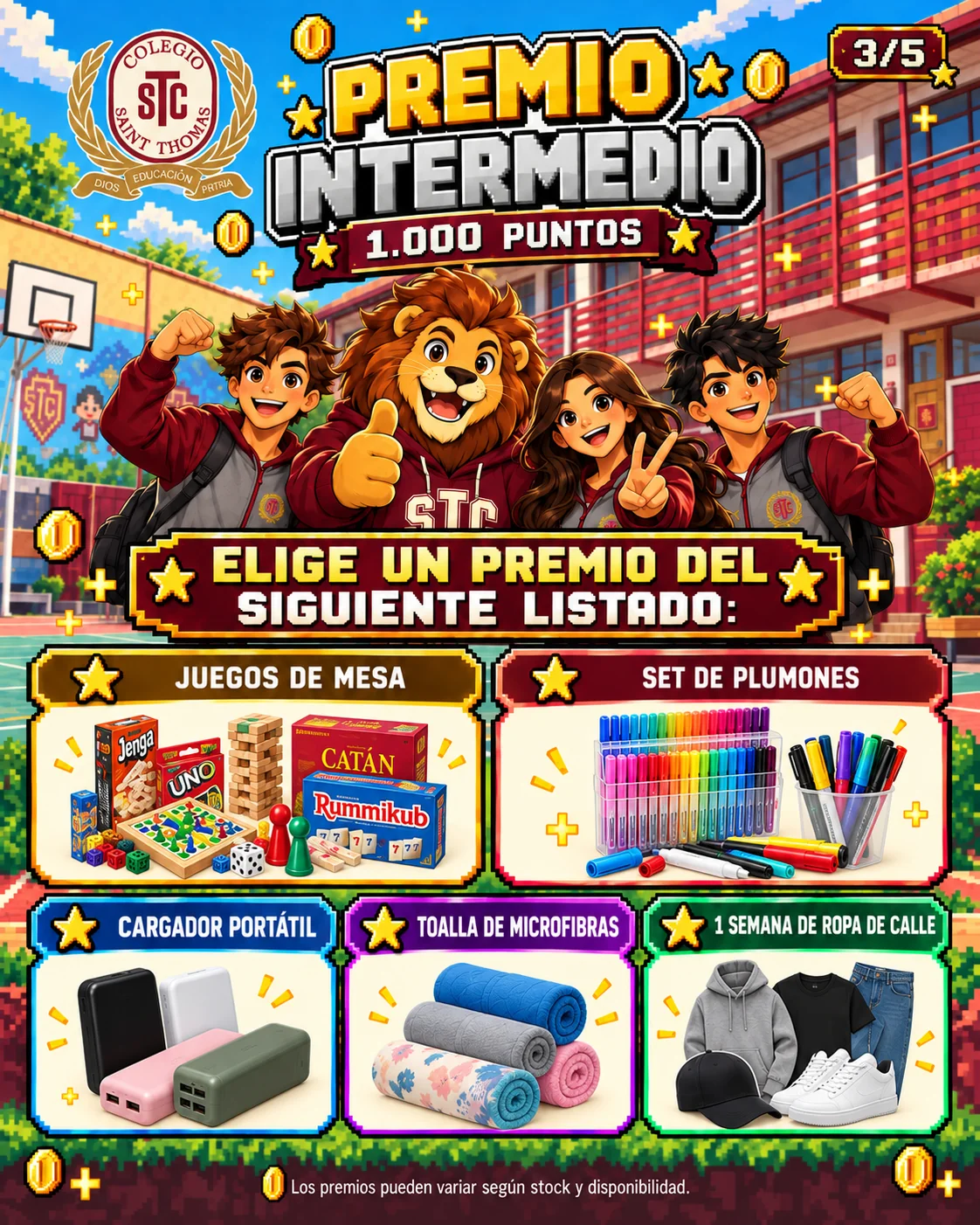 Catálogo de premios intermedios de 1000 puntos