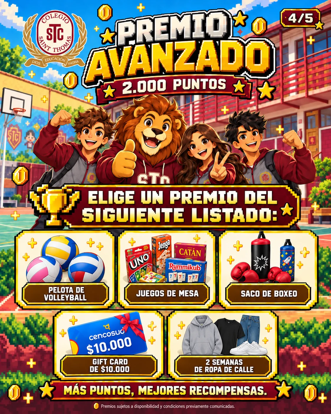 Catálogo de premios avanzados de 2000 puntos